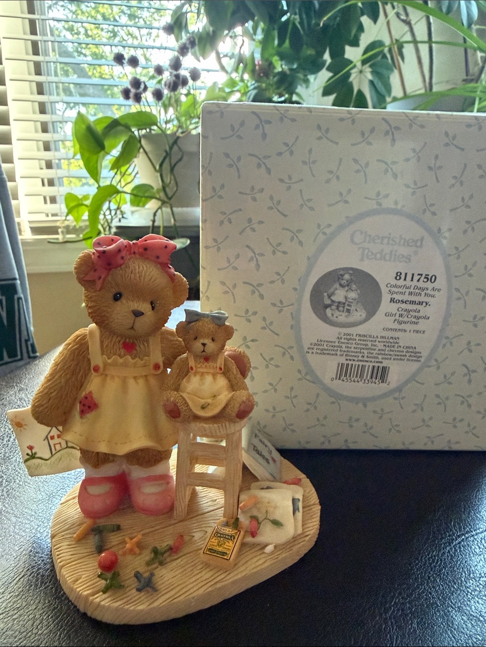 Cherished Teddies Cream & Pink Bear Figurine with Mini Bear